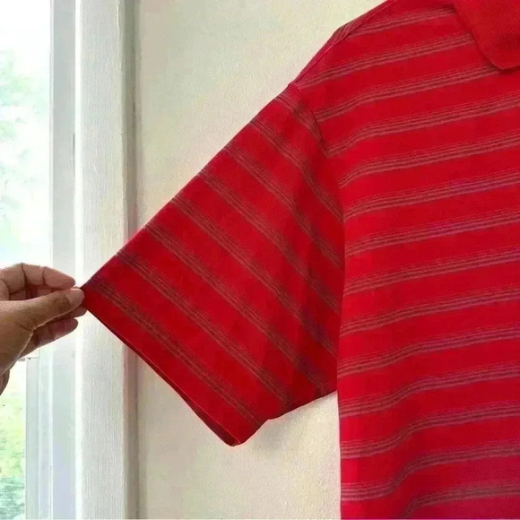 Adidas Climalite Golf Polo‎ Red Stripes Shirt Men’s Size Large Sports Athletic - Picture 6 of 9